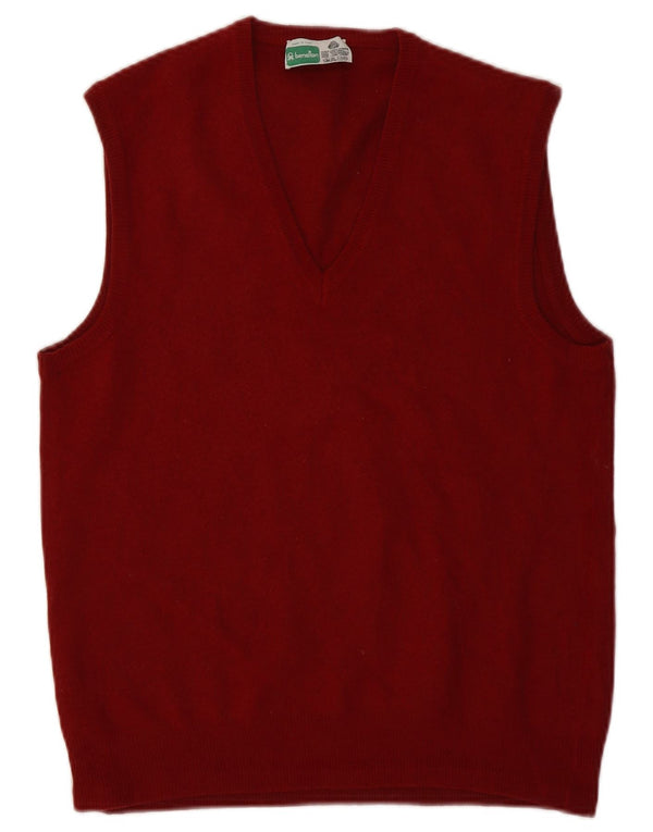 Benetton Débardeur Homme IT 52 Large Laine Vierge Marron