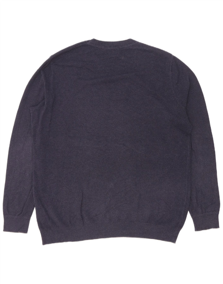 John Lewis Pull à col rond pour homme en coton bleu marine moyen