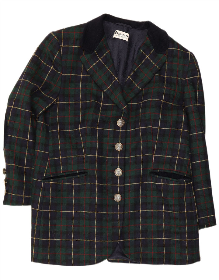 Antonette Veste Blazer 4 Boutons Femme UK 18 XL Viscose à Carreaux Vert