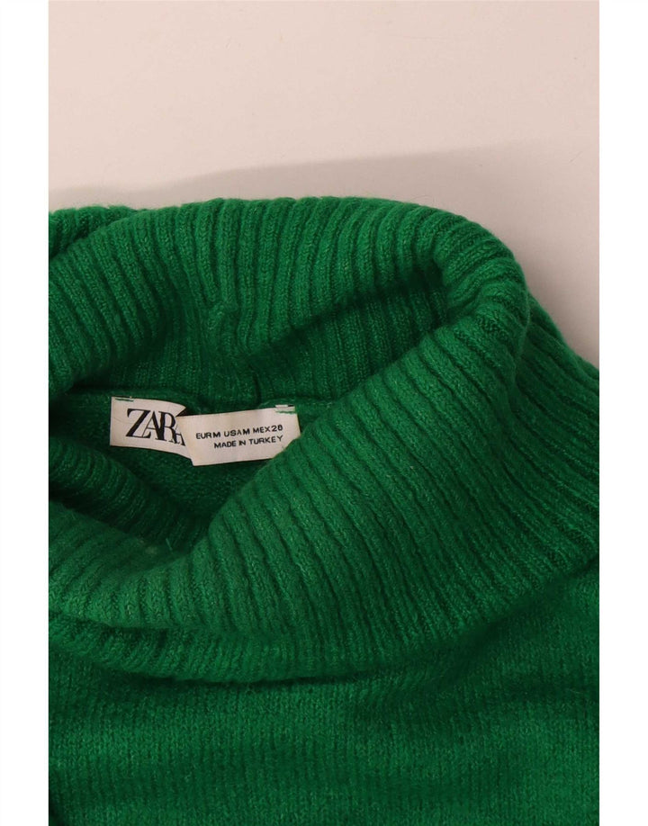 Zara Pull surdimensionné à col roulé pour femme UK 14 Vert moyen