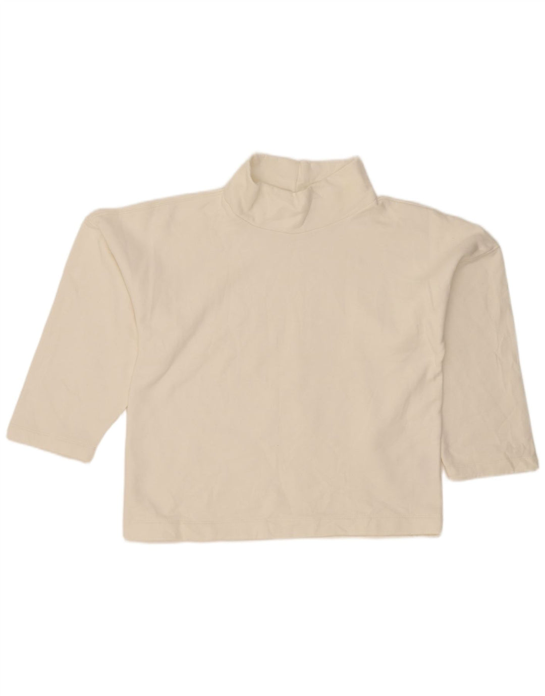 Zara Femme Haut Oversize Manches 3/4 UK 10 Petit Coton Blanc Cassé