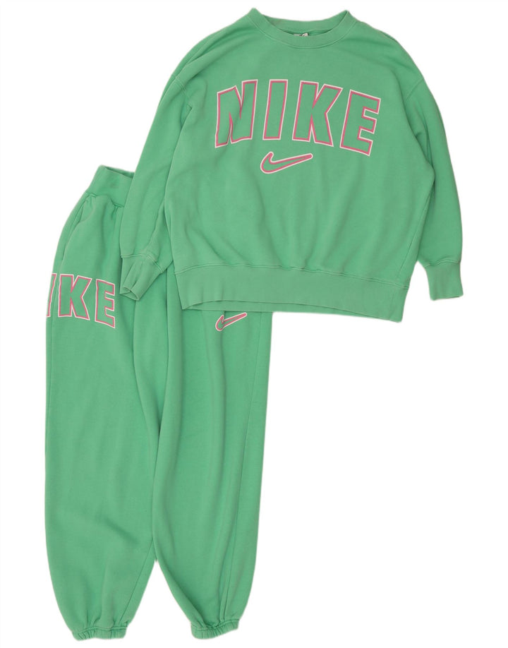 Survêtement complet surdimensionné graphique Nike pour femme UK 14 coton vert moyen