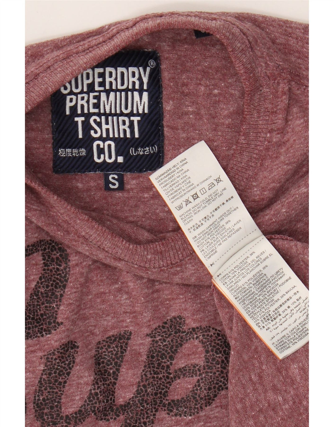 Superdry T-Shirt Graphique Homme Petit Bordeaux Moucheté Polyester