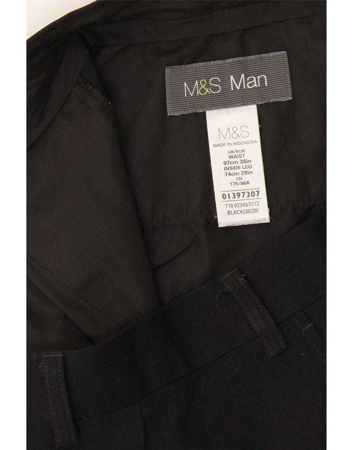 Marks & Spencer Pantalon Chino Droit Homme W38 L29 Noir Polyester