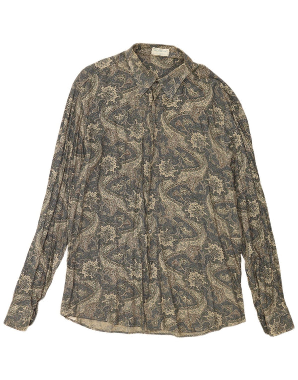 vintage Chemise Homme Taille 43 17 XL Vert Paisley Viscose