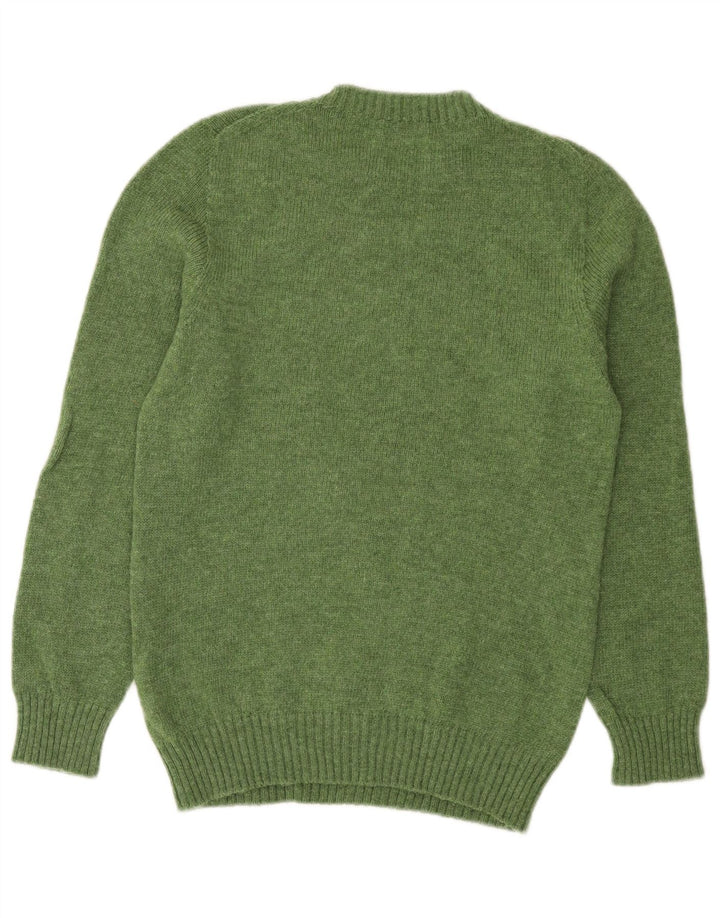 Benetton Pull à col rond pour homme en laine verte