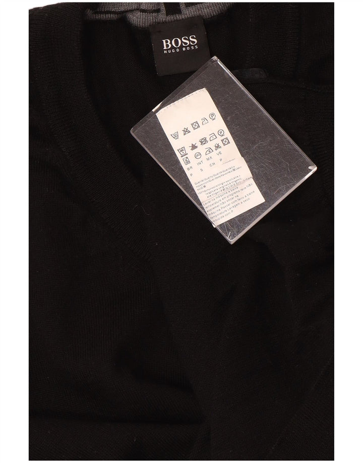 HUGO BOSS Homme Pull col en V Petit Noir Laine