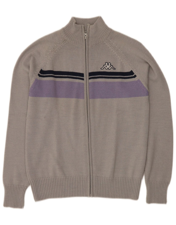 KAPPA Cardigan Femme Pull UK 14 Gris Moyen Colorblock Acrylique