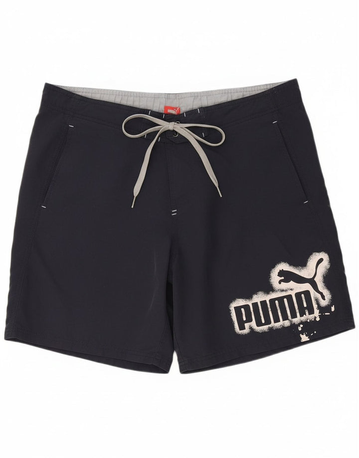 PUMA Mens Graphic Swimming Shorts Medium Navy Blue