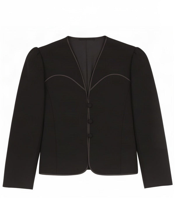 vintage Femme 4 Bouton Blazer Veste UK 12 Moyen Noir
