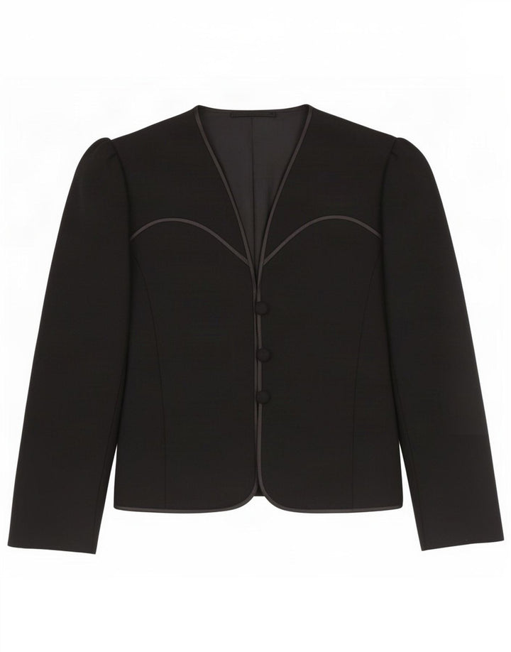 vintage Femme 4 Bouton Blazer Veste UK 12 Moyen Noir
