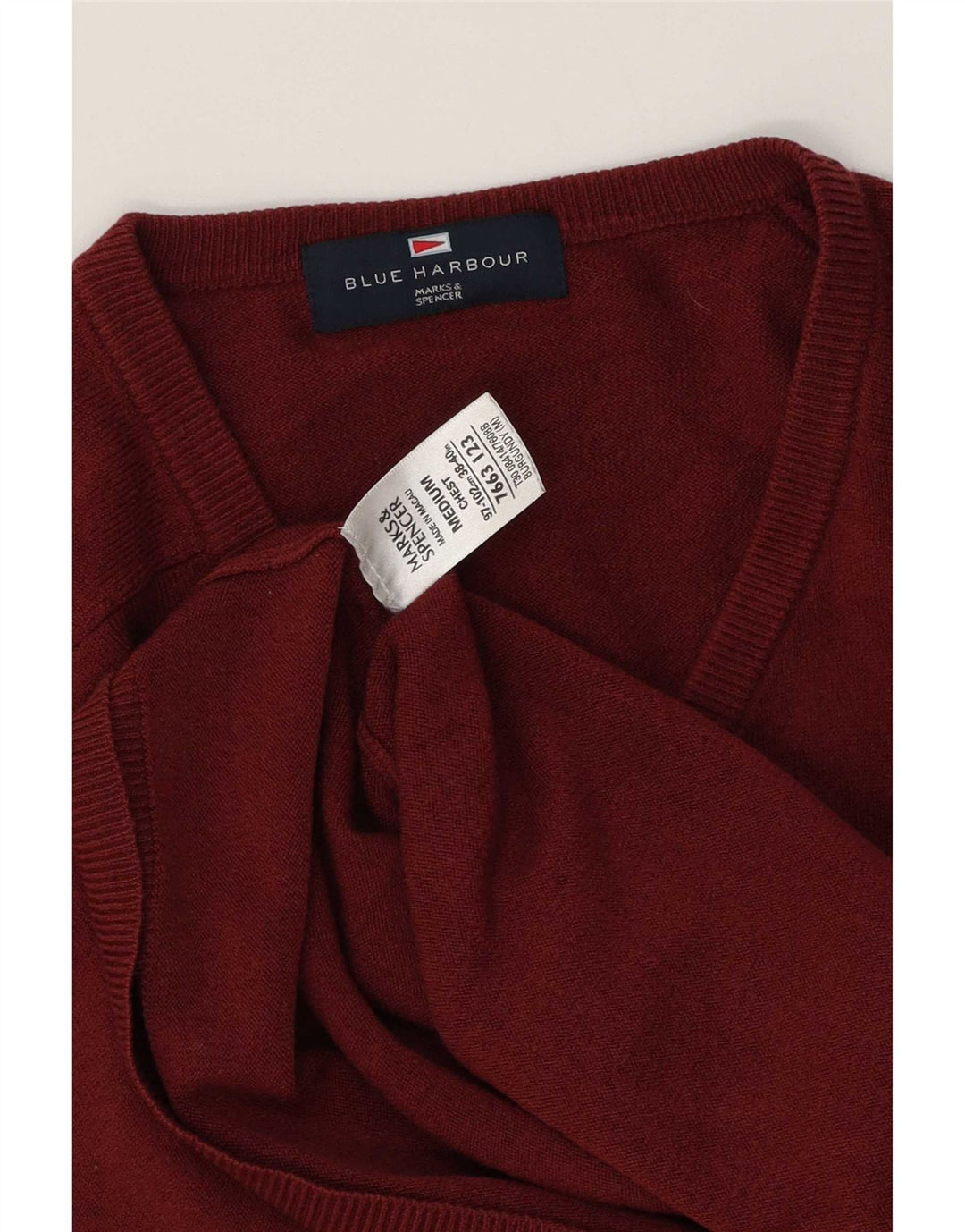 Marks & Spencer Pull Blue Harbor Col V Homme Bordeaux Moyen
