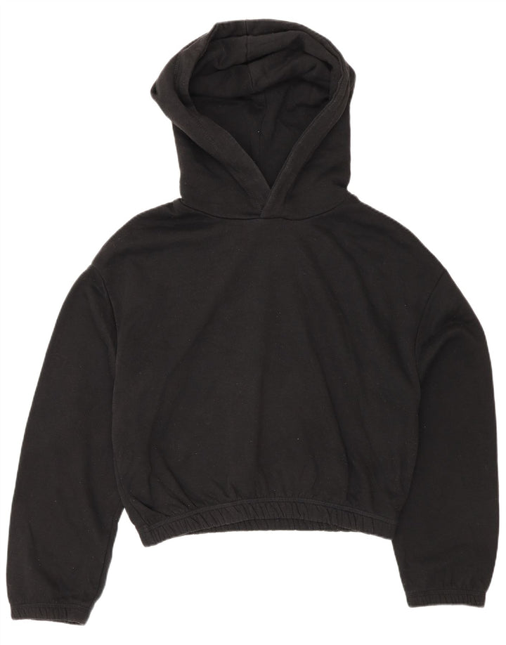 Zara Pull à capuche court pour femme UK 14 Noir moyen
