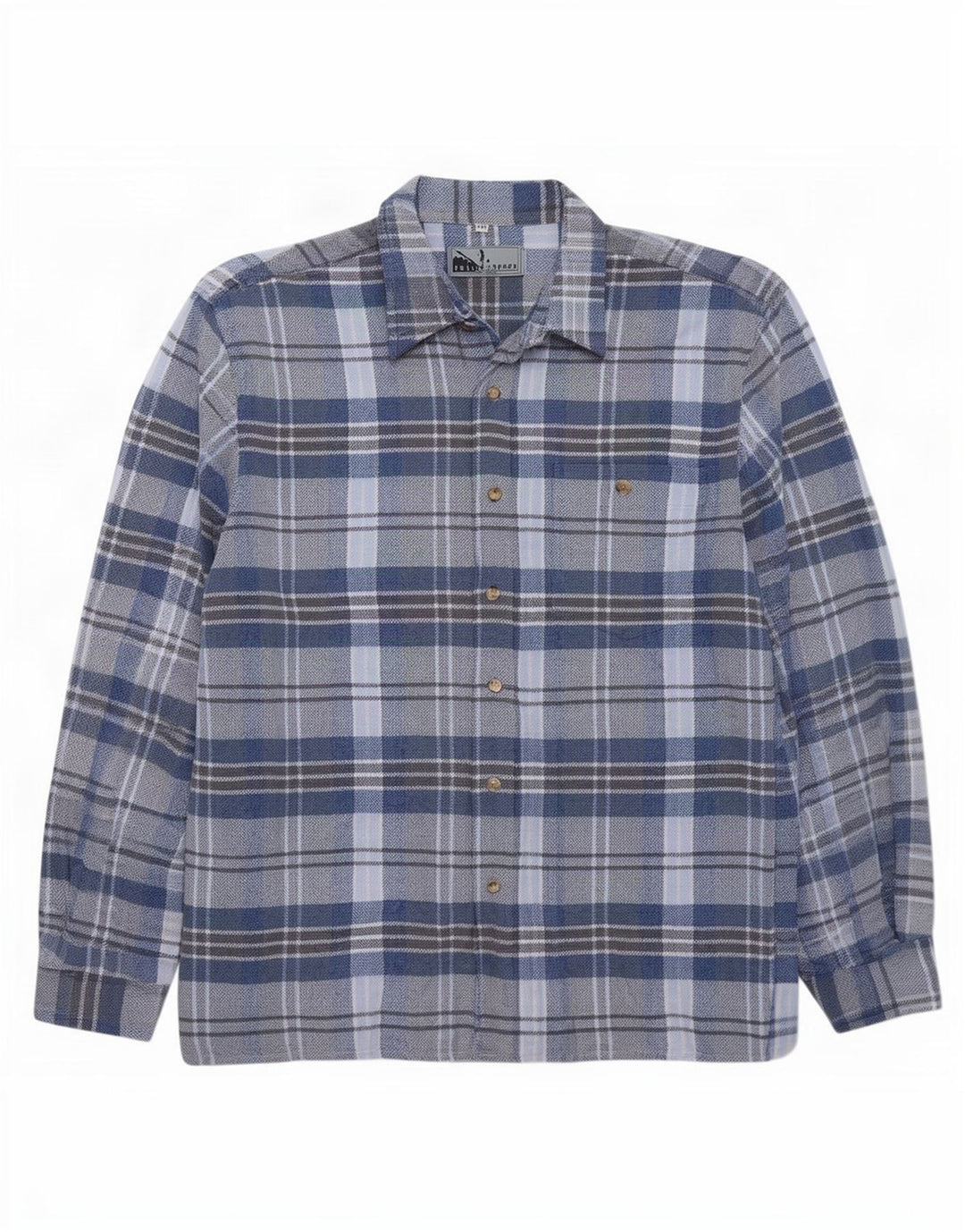 Fellini Chemise en flanelle pour homme 2XL Bleu à carreaux en coton