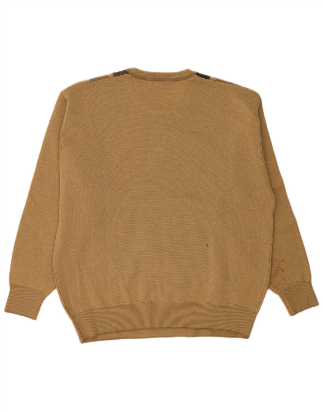 GABICCI Pull à col rond pour homme XL en laine beige à losanges/diamants