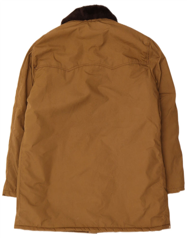 vintage Mens Sherpa Overcoat IT 52 XL Coton Marron