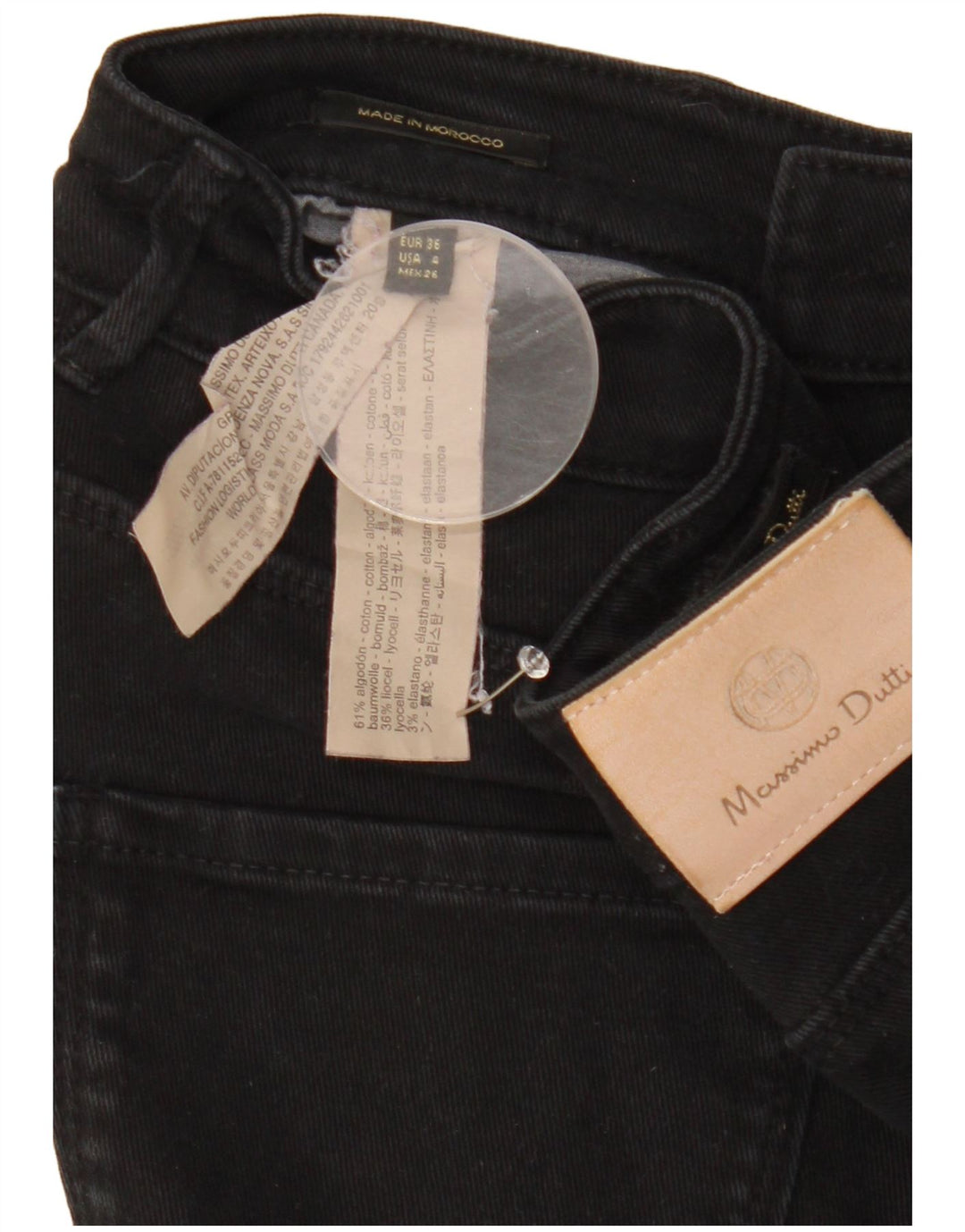 MASSIMO DUTTI Jean skinny pour femme EU 36 XS W26 L28 Noir Coton