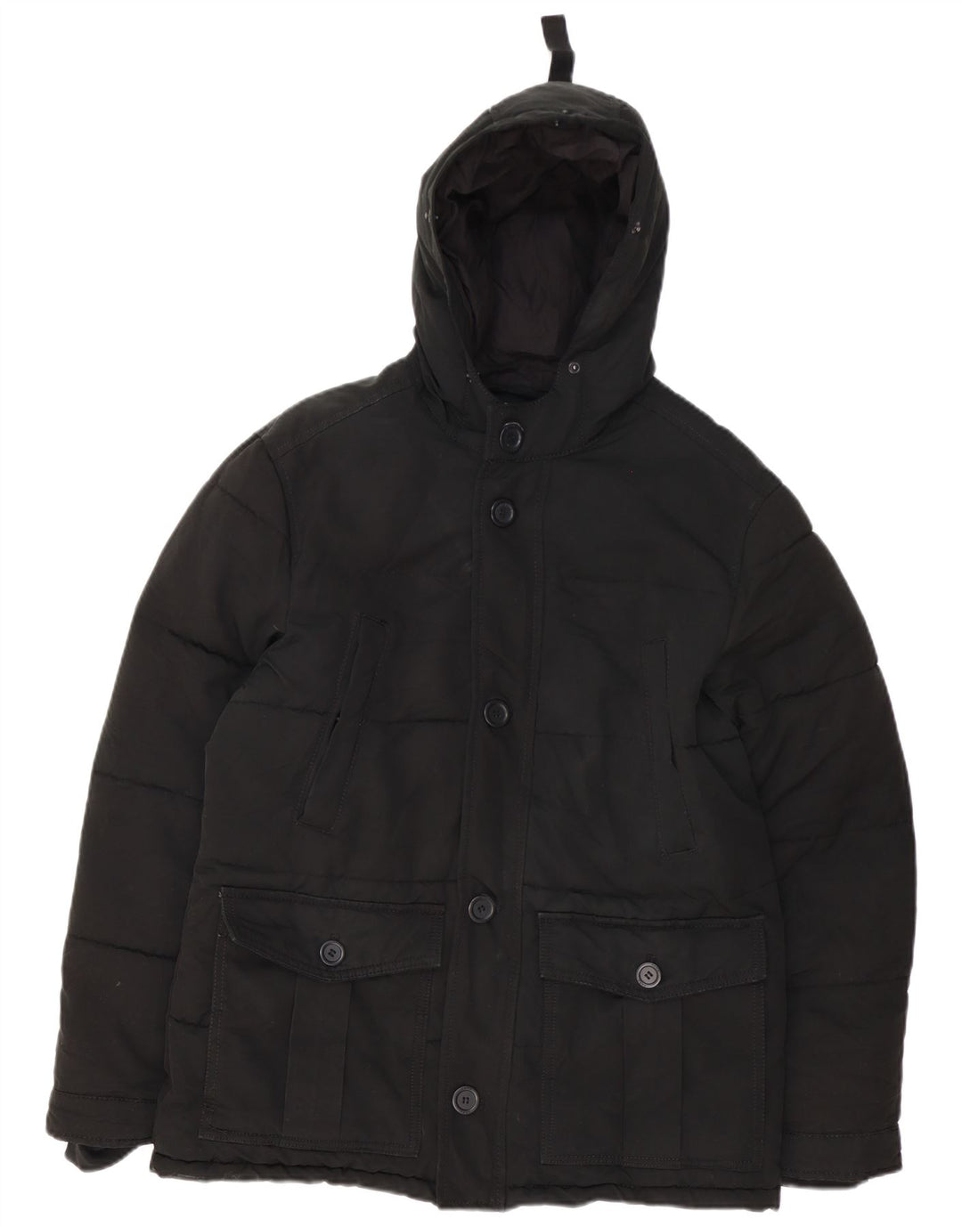 Zara Veste matelassée à capuche pour homme UK 38 Medium Noir