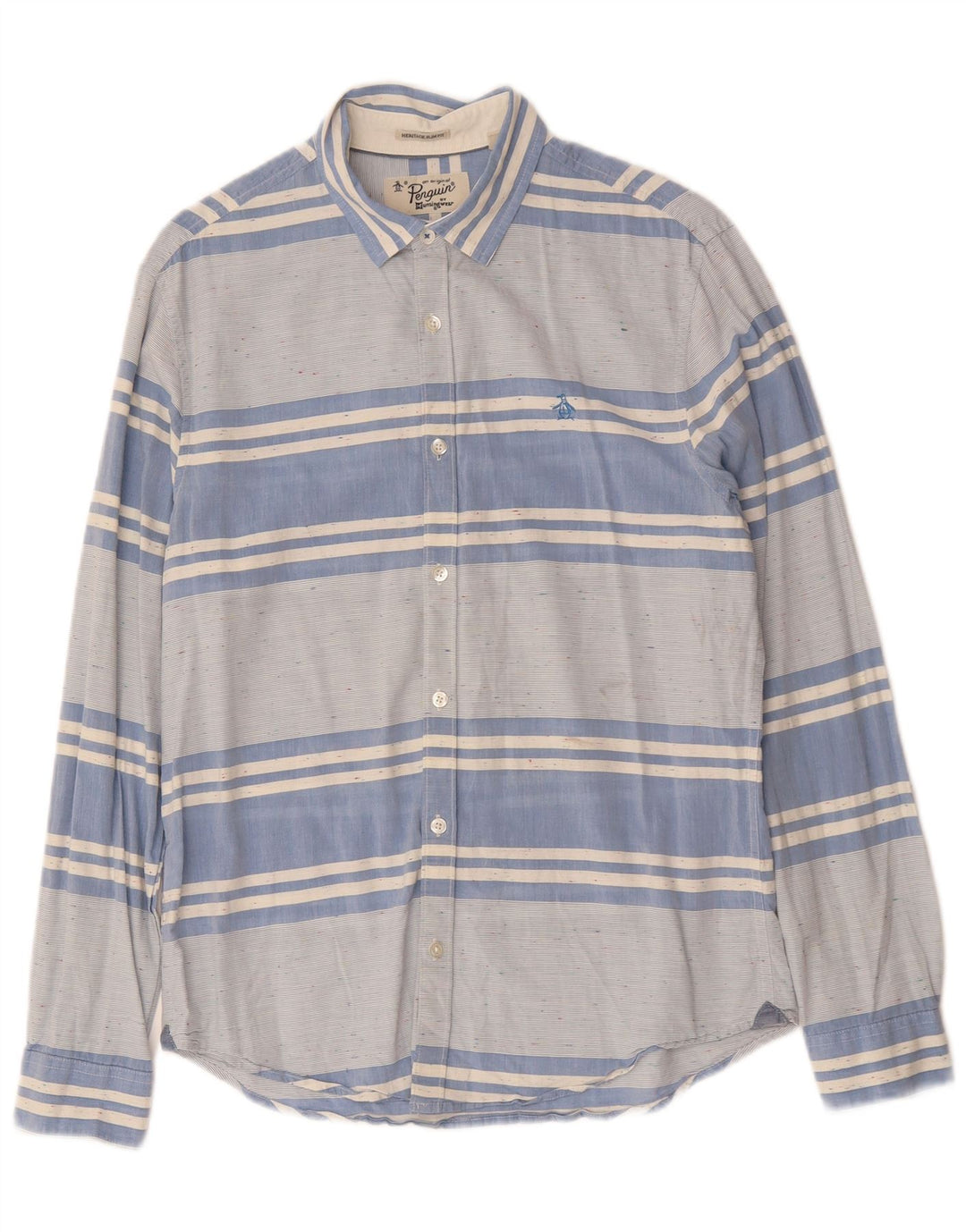 PENGUIN Chemise Slim Heritage Homme Bleu Moyen Rayé Coton