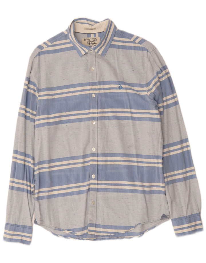 PENGUIN Chemise Slim Heritage Homme Bleu Moyen Rayé Coton