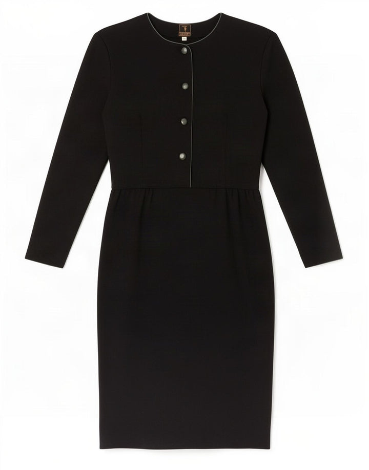 Trussardi Femme Robe Fourreau À Manches Longues IT 42 Noir Moyen