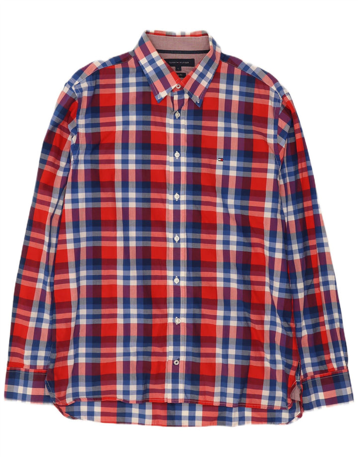 Tommy Hilfiger Chemise sur mesure pour homme en coton à carreaux rouges