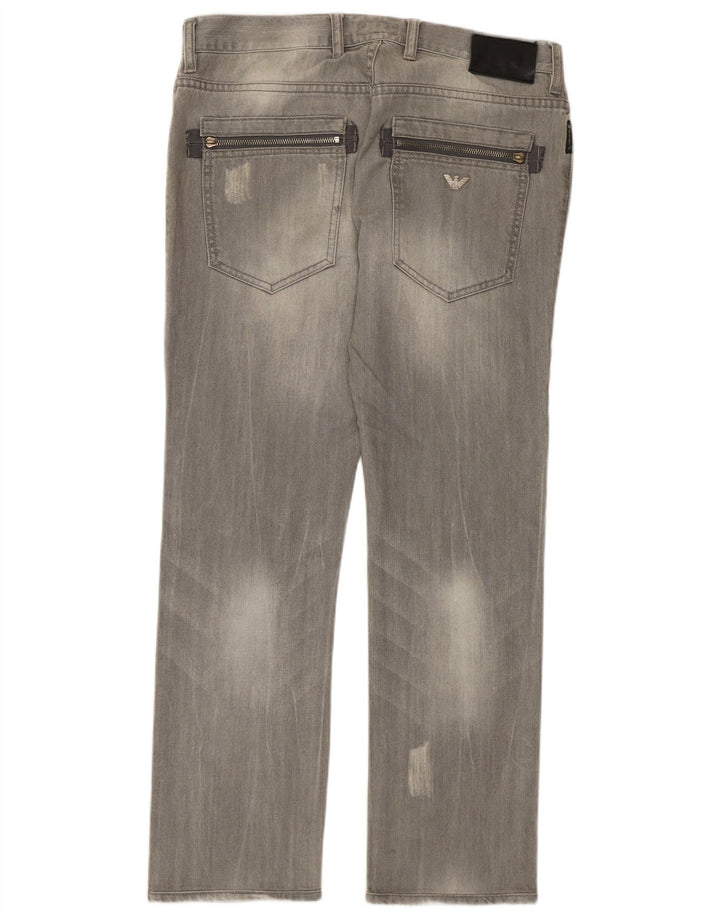 Armani Jean droit vieilli W32 L29 pour homme en coton gris