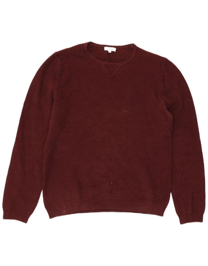 REISS Pull col rond homme en coton marron moyen