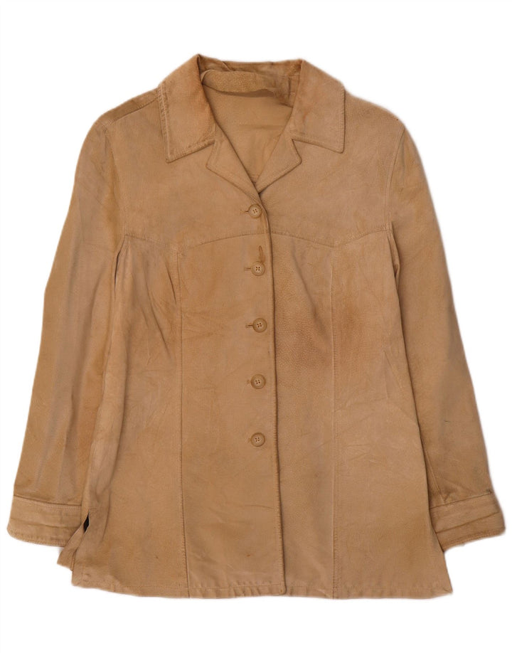 i Blues Veste en daim pour femme UK 16 Grand cuir beige