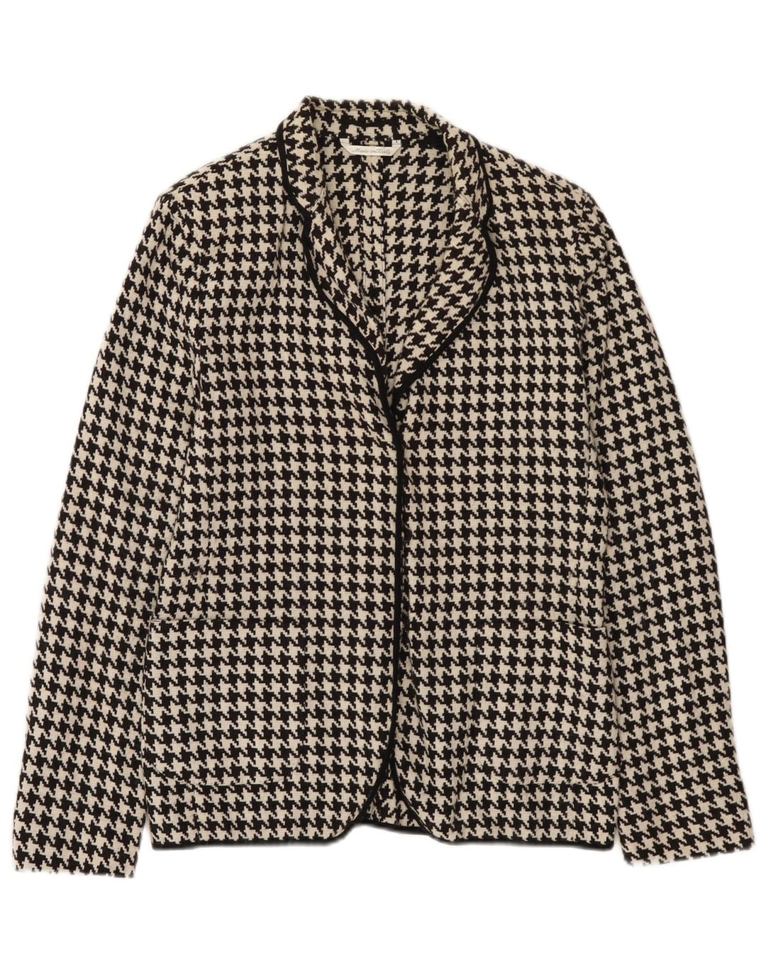 Max Mara Veste Blazer Femme UK 10 Petite Laine Pied-de-Poule Noir