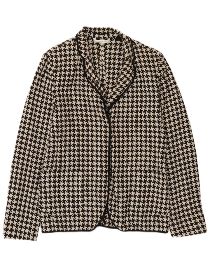 Max Mara Veste Blazer Femme UK 10 Petite Laine Pied-de-Poule Noir