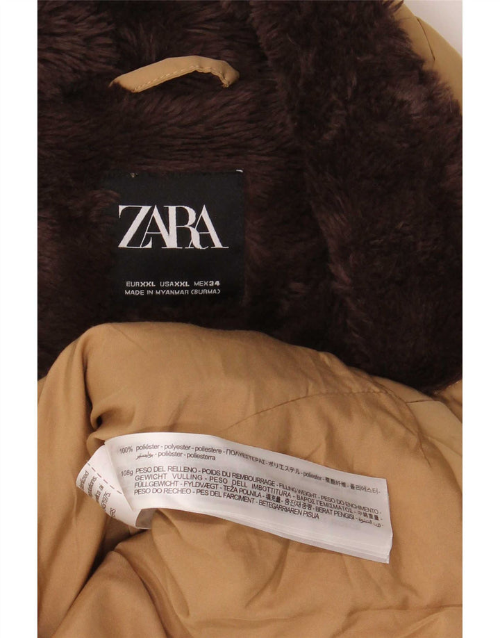 Zara Veste matelassée Sherpa pour femme UK 20 2XL Beige Polyester