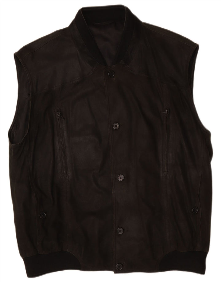 Striwa Gilet en cuir pour homme IT 58 4XL Cuir noir