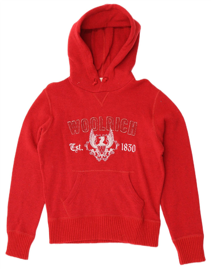 Woolrich Pull à capuche graphique pour homme en laine rouge Small