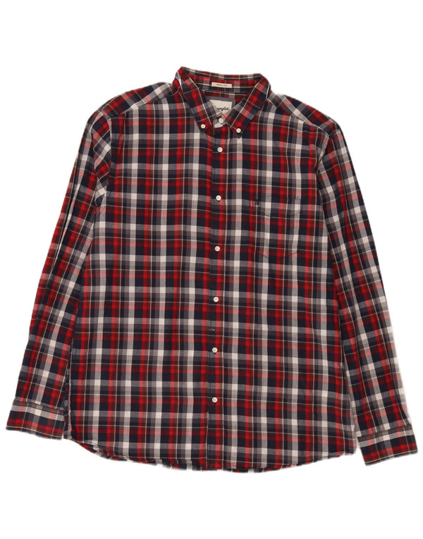 Wrangler Chemise en flanelle pour homme XL en coton à carreaux rouge