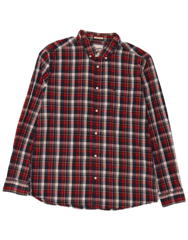 Wrangler Chemise en flanelle pour homme XL en coton à carreaux rouge
