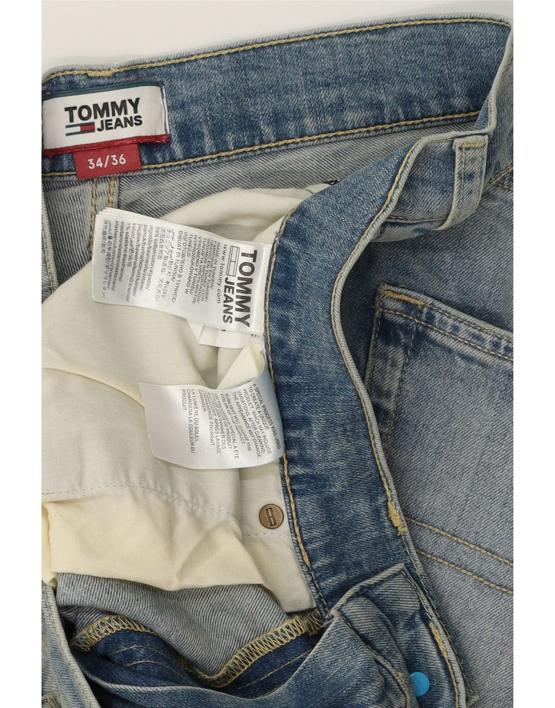 TOMMY HILFIGER Jean Droit Homme W34 L36 Bleu Coton