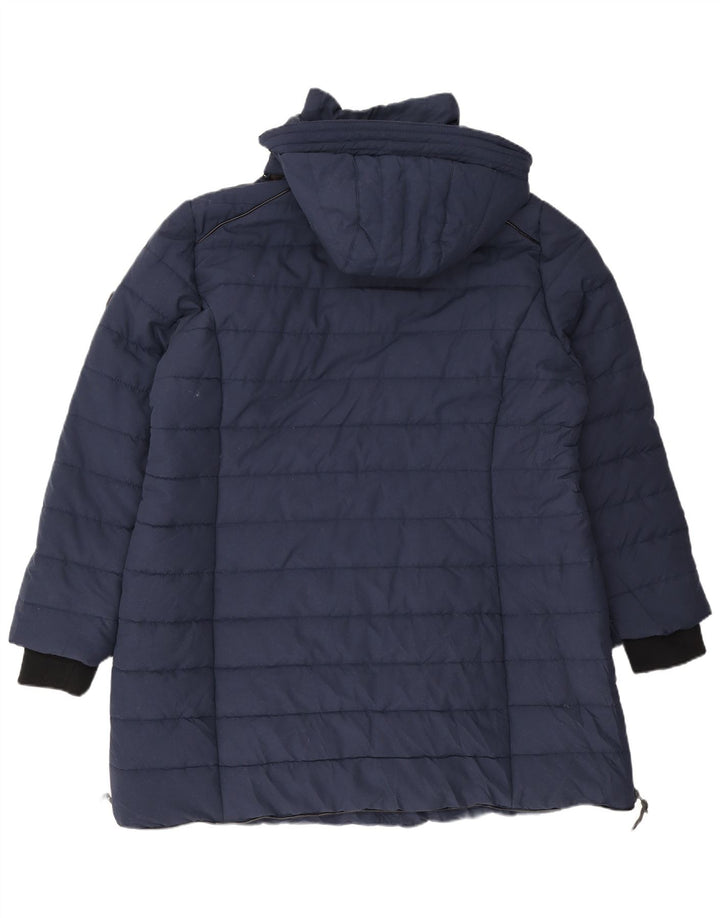 Alpenblitz Manteau rembourré à capuche pour femme UK 24 4XL Bleu marine Polyester