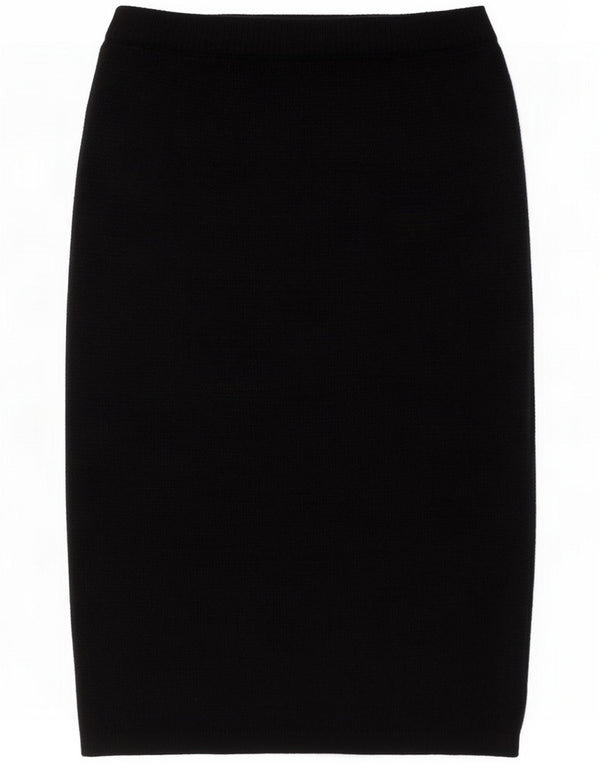 Jupe crayon en tricot vintage pour femme Small W26 Noir