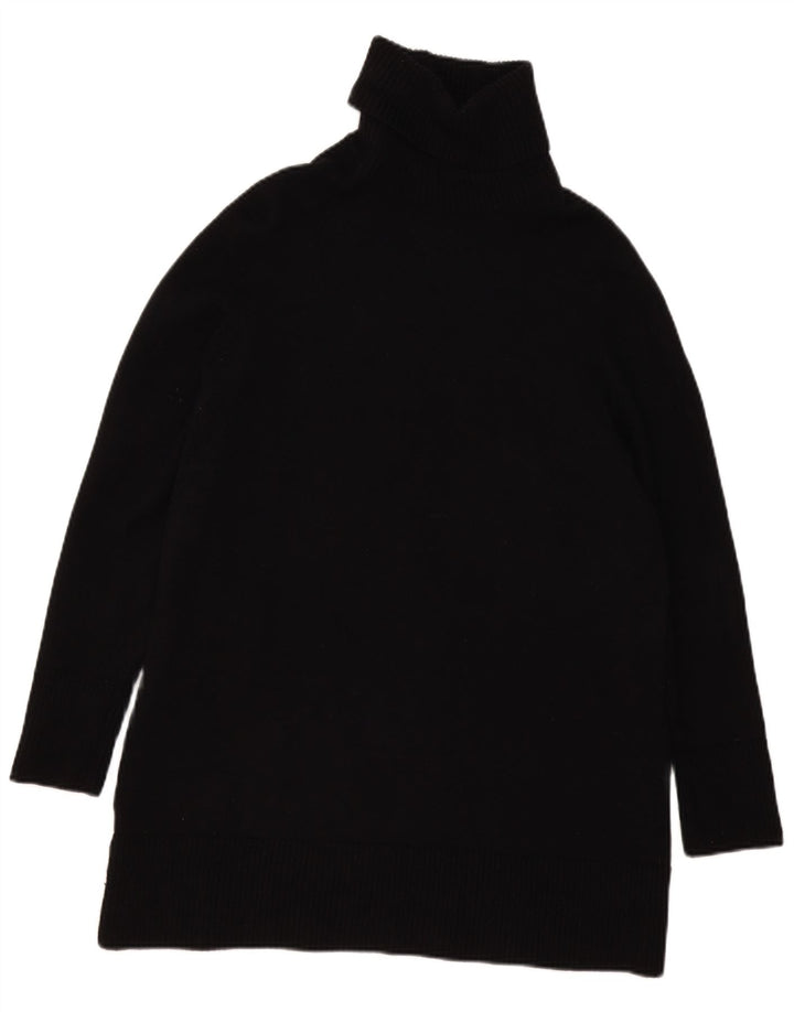 Zara Pull surdimensionné à col roulé pour femme UK 10 Petite viscose noire