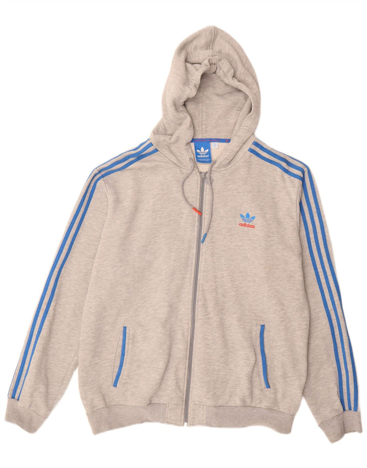 ADIDAS Pull à capuche zippé pour homme XL Gris Coton