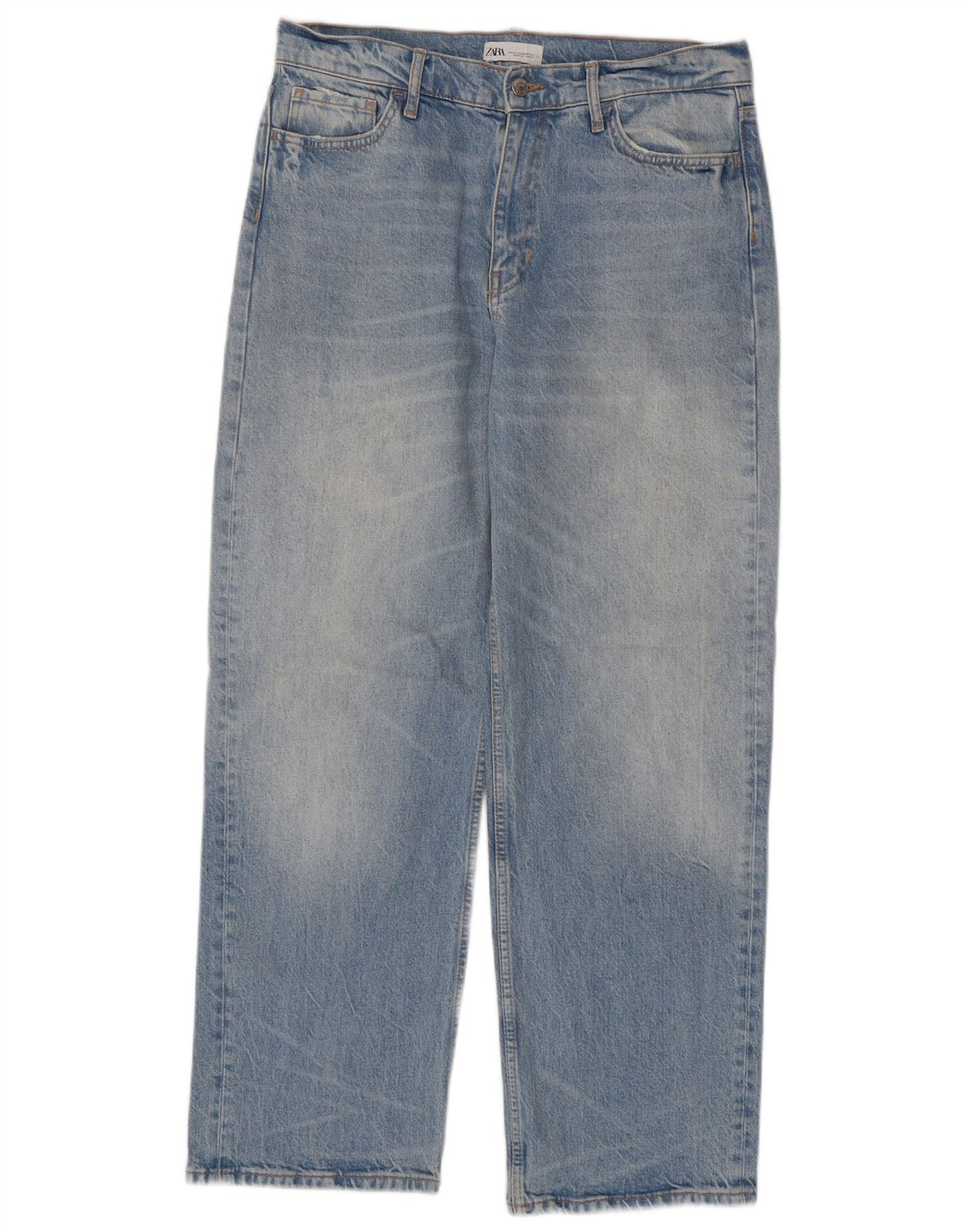 ZARA Jean ample pour femme EU 42 Large W32 L31 Bleu