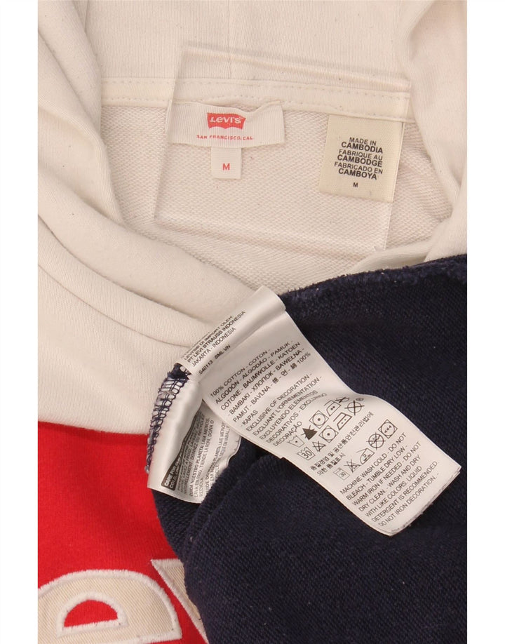 LEVI'S Mens Graphic Hoodie Jumper Medium Multicoloured Colourblock Cotton