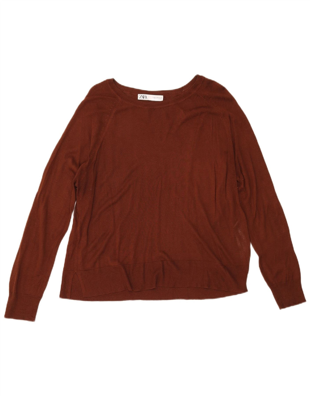Zara Pull col bateau pour femme UK 14 Viscose marron moyen