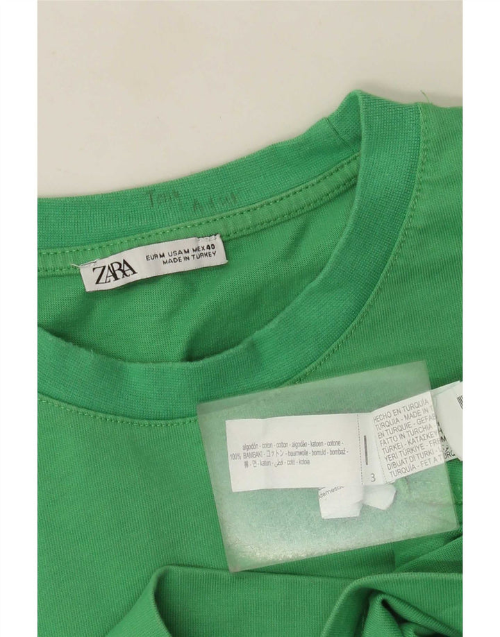 Zara Homme T-Shirt Top Vert Moyen Coton