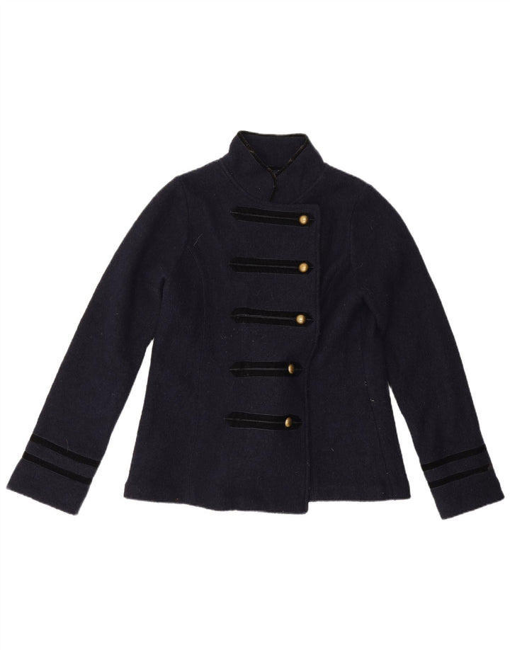 Zara Veste Blazer 5 Boutons Femme UK 16 Grande Laine Bleu Marine