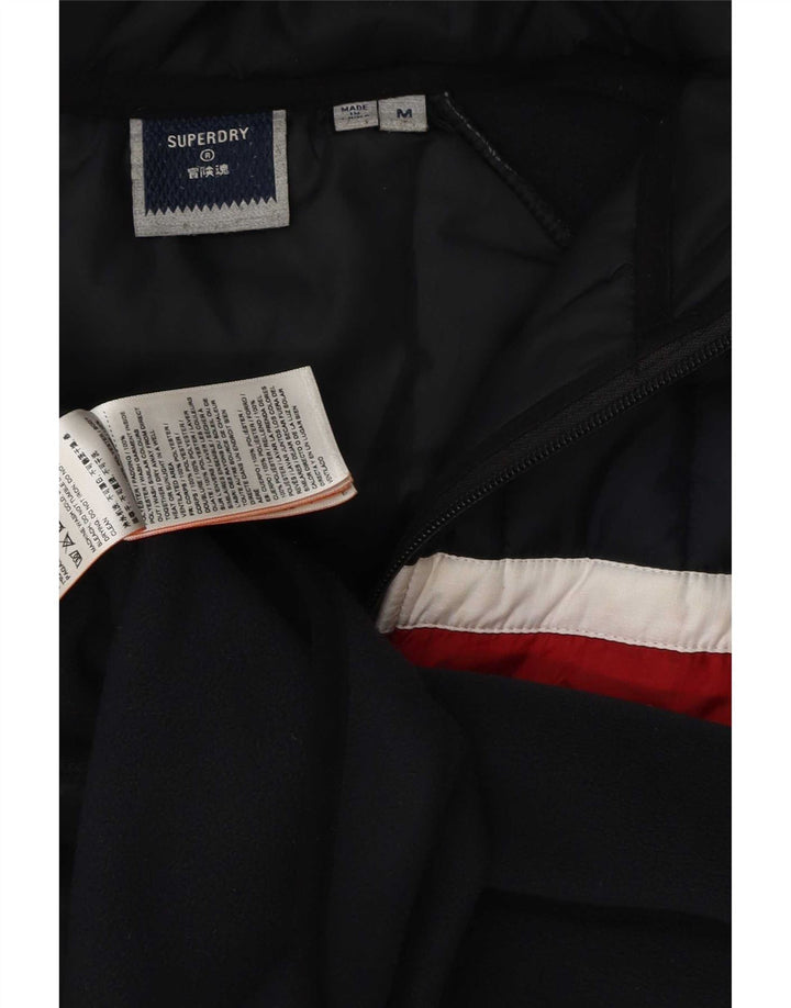Superdry Veste bomber à capuche pour homme UK 38 Bleu marine moyen Colourblock