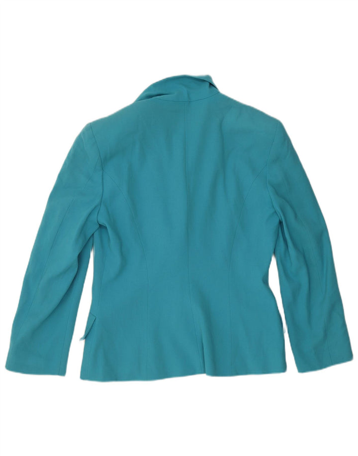 vintage Femme 1 Bouton Blazer Veste UK 16 Grande Laine Bleue