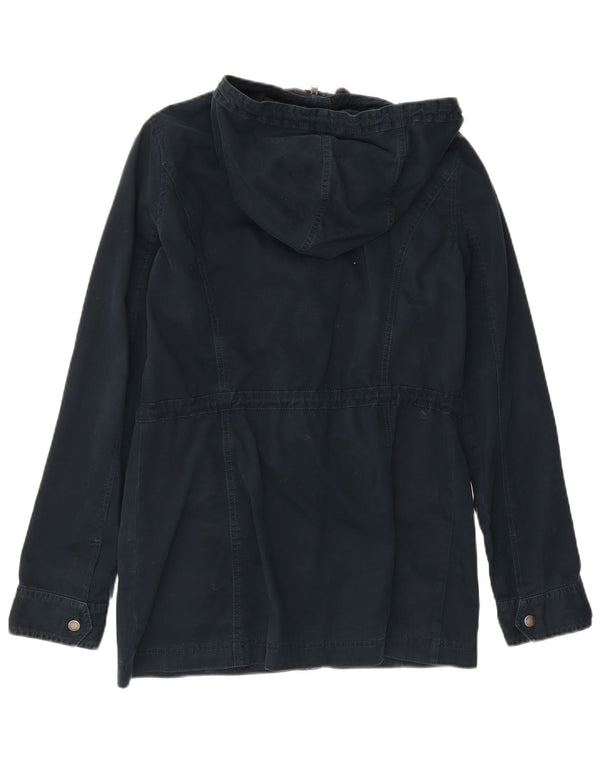 Hollister Veste utilitaire à capuche pour femme UK 14 Large Bleu Marine Coton