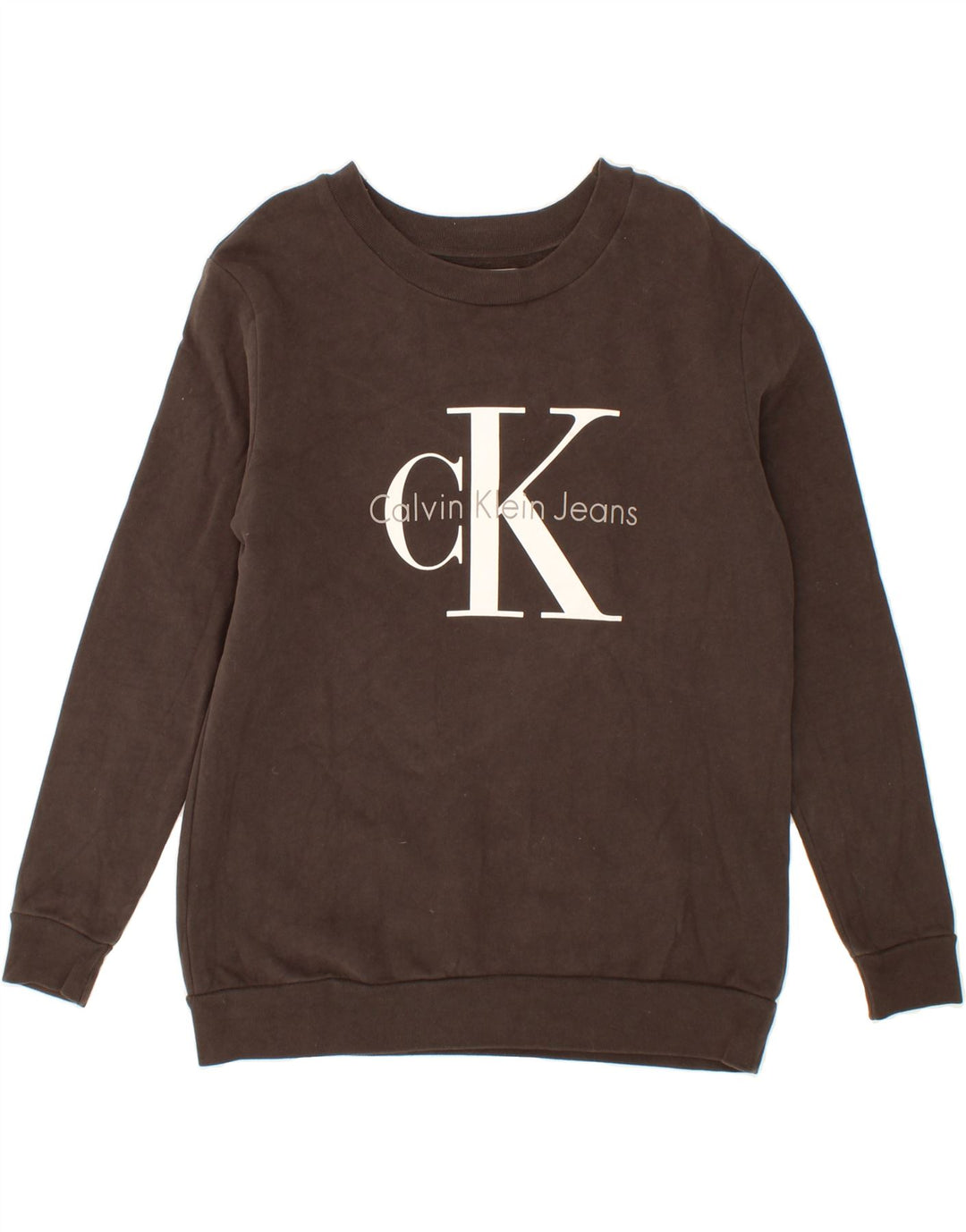 CALVIN KLEIN JEANS Mens Graphic Sweatshirt Jumper Small Grey Cotton Vintage Calvin Klein Jeans and Second-Hand Calvin Klein Jeans from Messina Hembry 